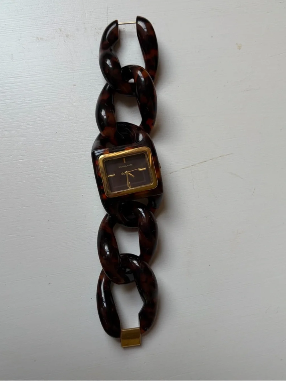 Michael Kors Tortoise Shell Quartz Analog Bracelet Watch w/ New Battery MK-4239 - Picture 2 of 11